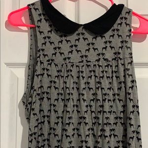 Peter Pan collar soft tank French bulldog print